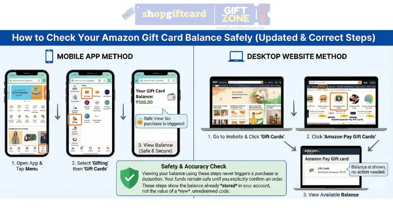 syep by step method to check gift card balance